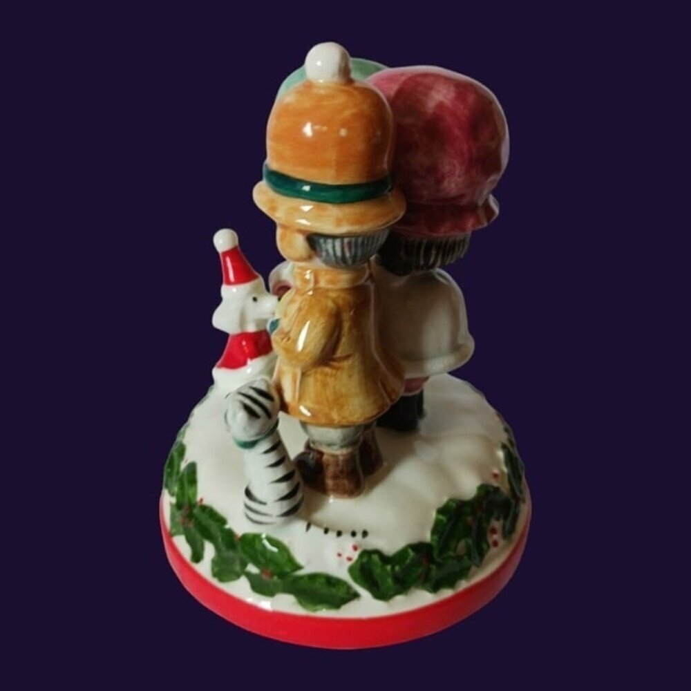 Schmid christmas japan kids with cat and dog music box rotating - Picture 6 of 9